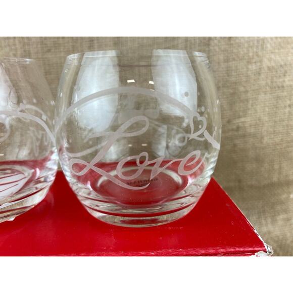 Gorham Crystal Holiday Votives Set of 3 Peace Love - Picture 7 of 8